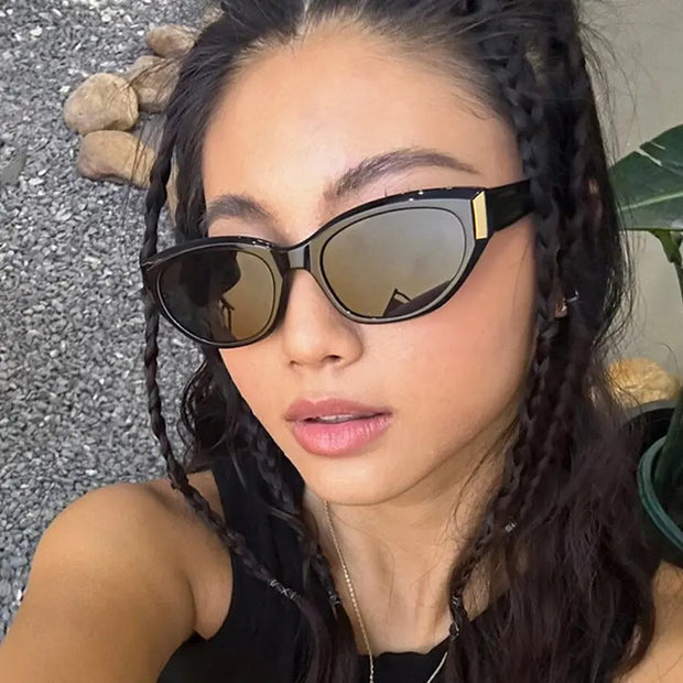 Cat's Eye Sunglasses Irregular Cat's Eye Sunglasses Women's Trendy High End Sensation Slim Retro Sunglasses Round - Memoriex 