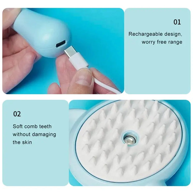 Cats Steamy Brush Pet Dog Brush Electric Spray Cat Hair Brushes Pet Grooming Massage Comb Hair Removal Pet Accessories - Memoriex 
