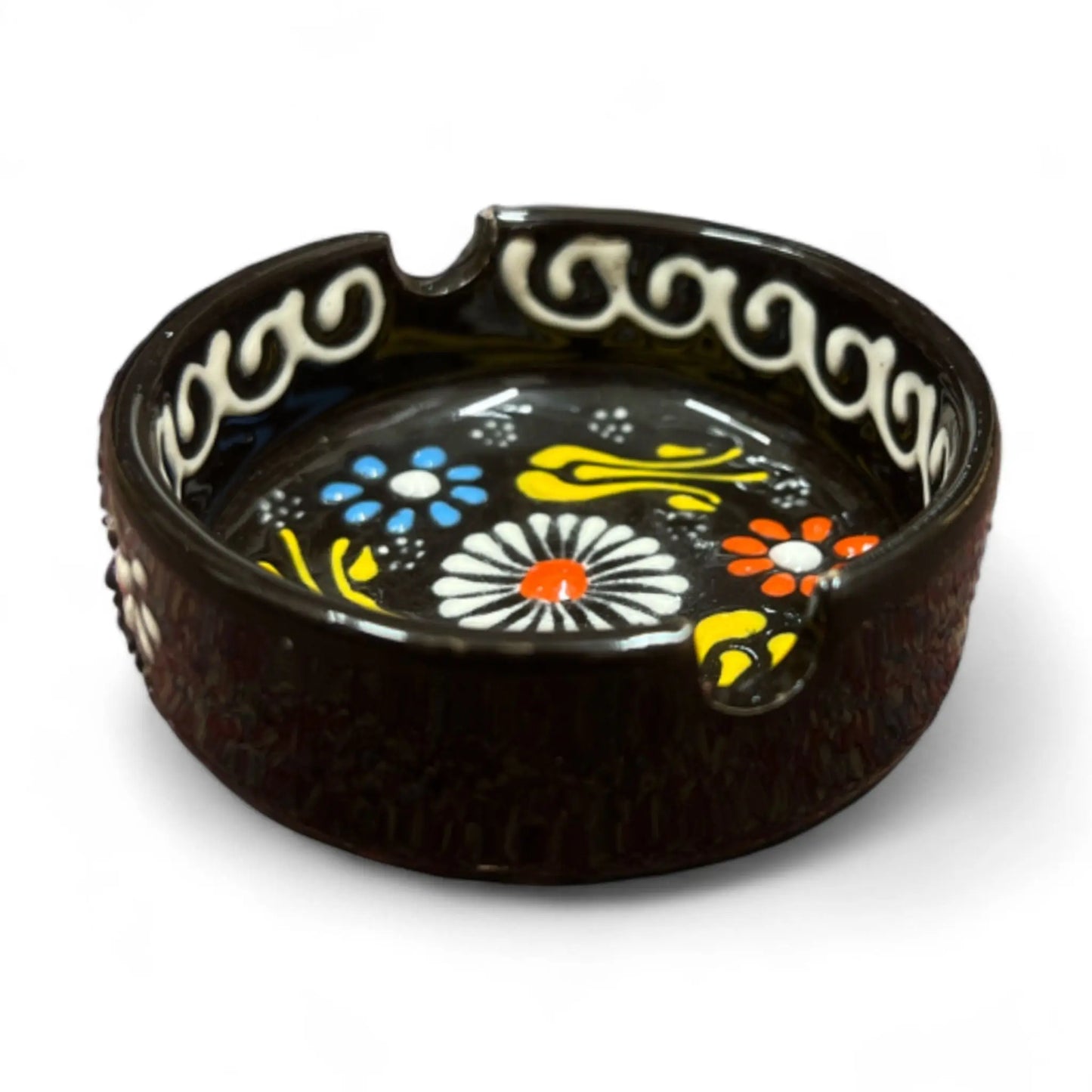 Ceramic Ashtray Tulip Black 8 cm - Memoriex 