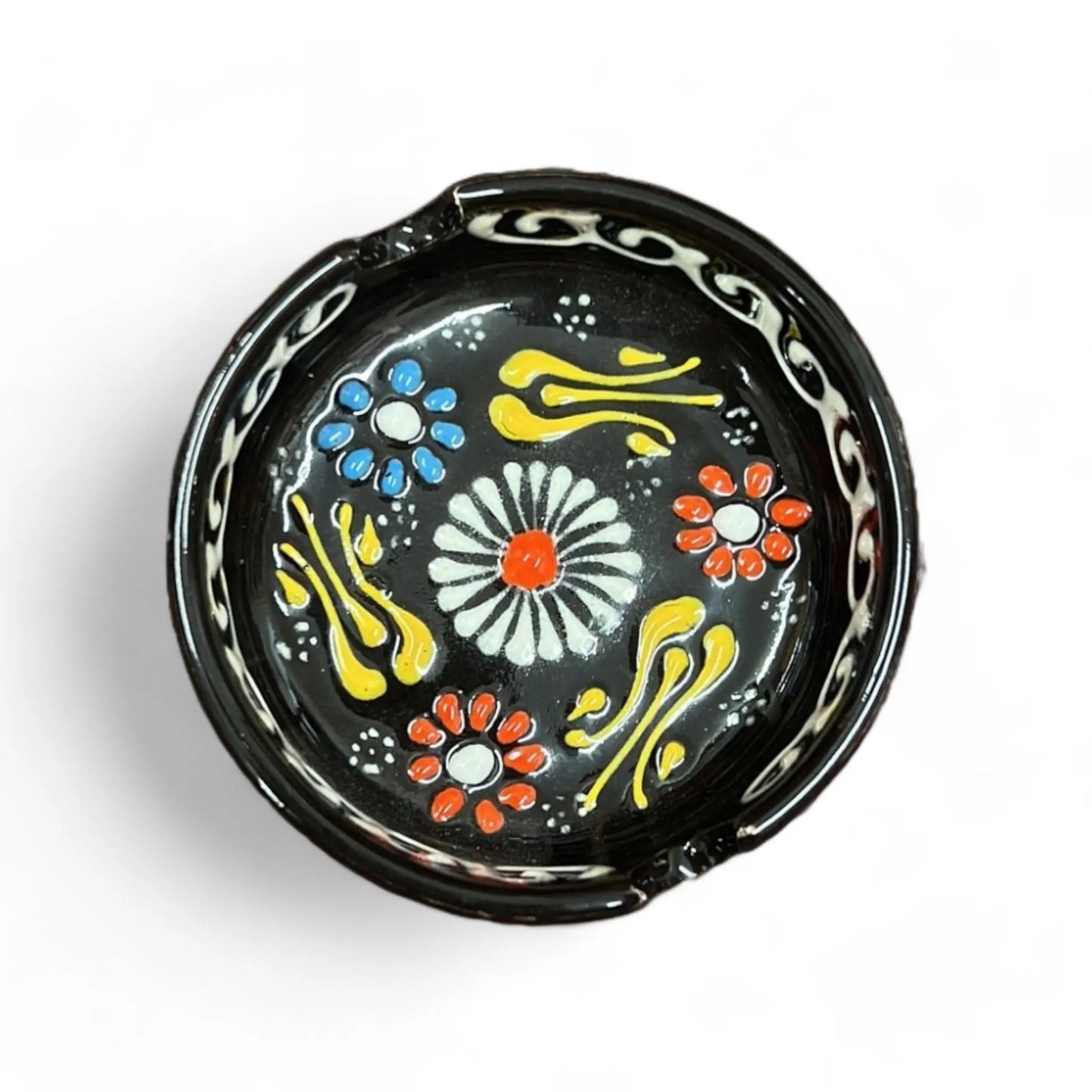 Ceramic Ashtray Tulip Black 8 cm - Memoriex 