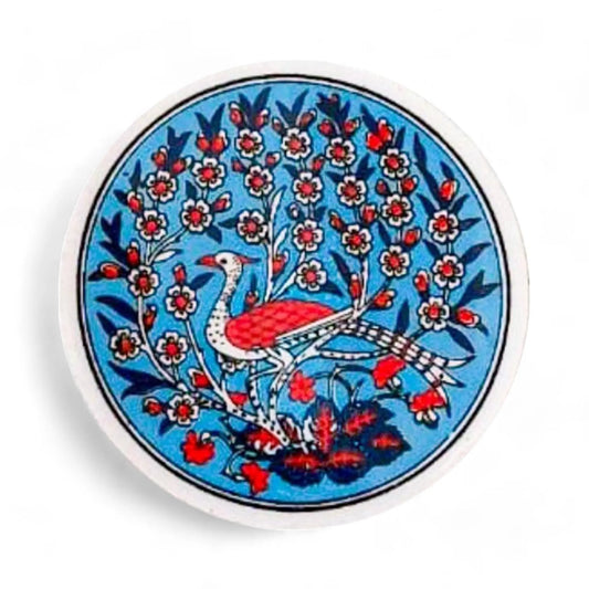 Ceramic Coaster Peacock Light Blue Maya 10cm-0