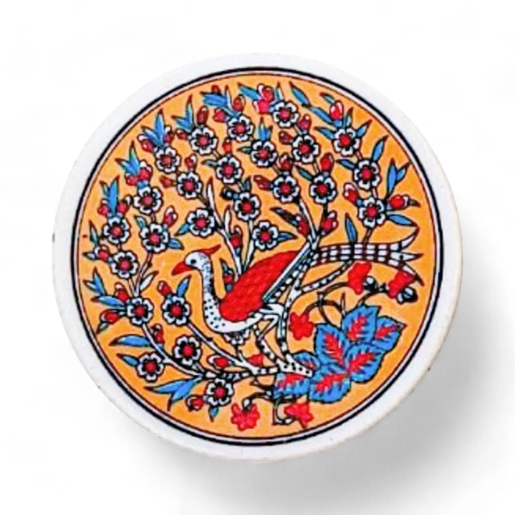 Ceramic Coaster Peacock Orange 10cm-0