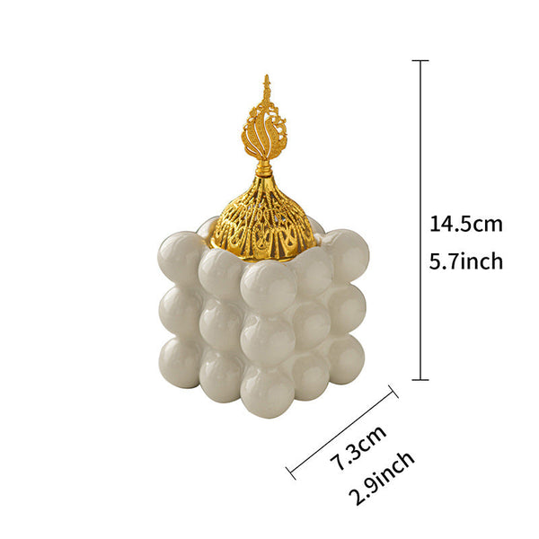 Ceramic Golden Rubik's Cube Incense Burner Middle East Arab Festival Handheld Incense Burner Domestic Ornaments - Memoriex 