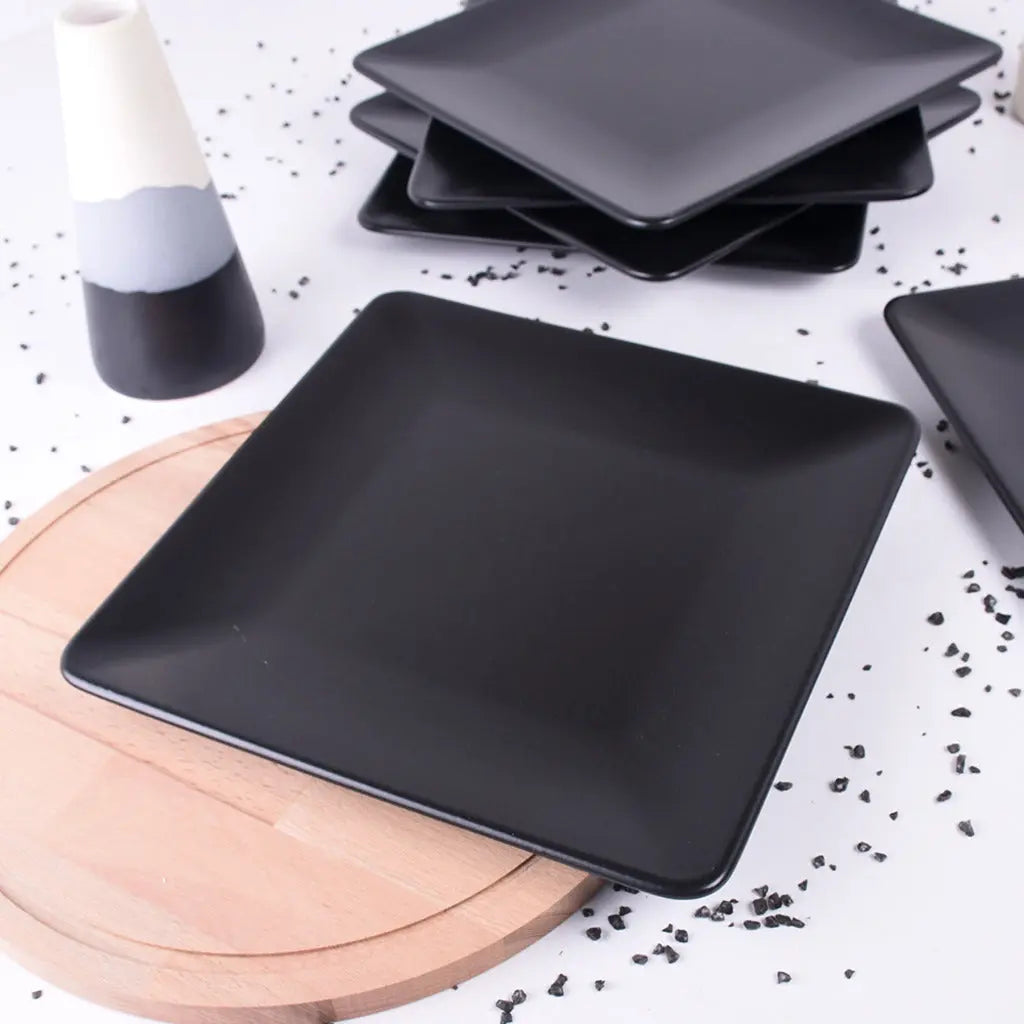 Ceramic Serving Plate&Platter Black Pearl Black 25x25cm - Memoriex 