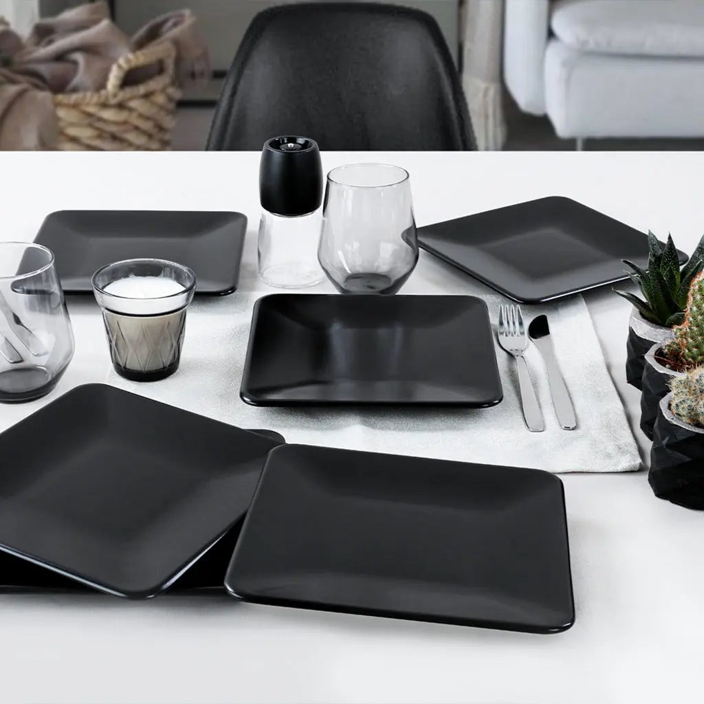 Ceramic Serving Plate&Platter Black Pearl Black 25x25cm - Memoriex 