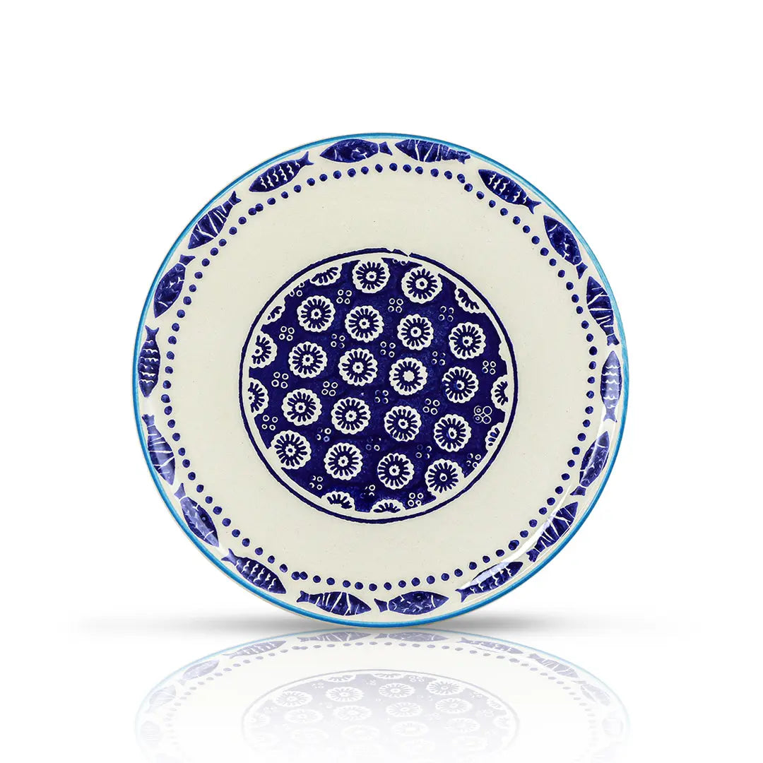 Ceramic Side Plate Nature Fish Dark Blue 21cm-0