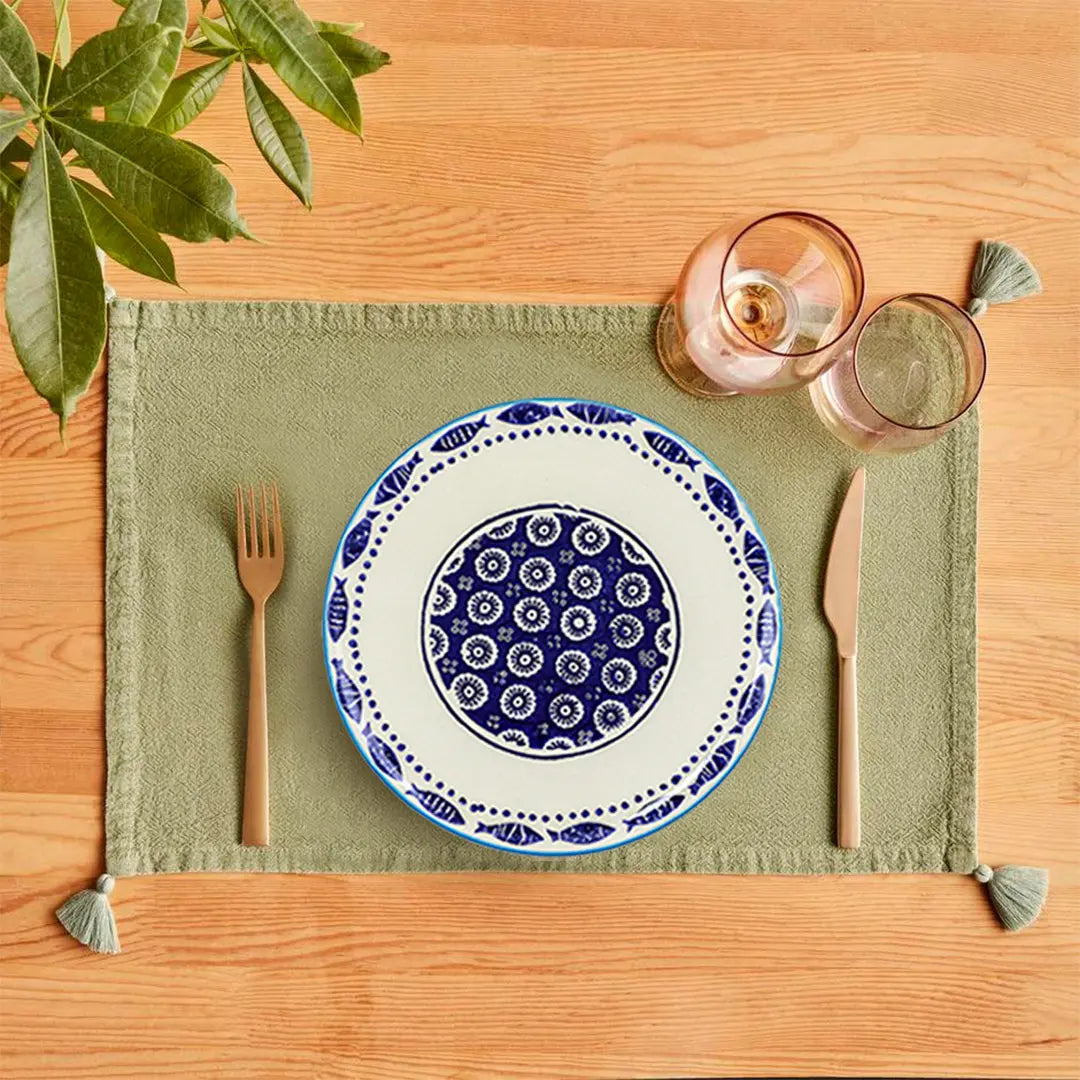 Ceramic Side Plate Nature Fish Dark Blue 21cm-3