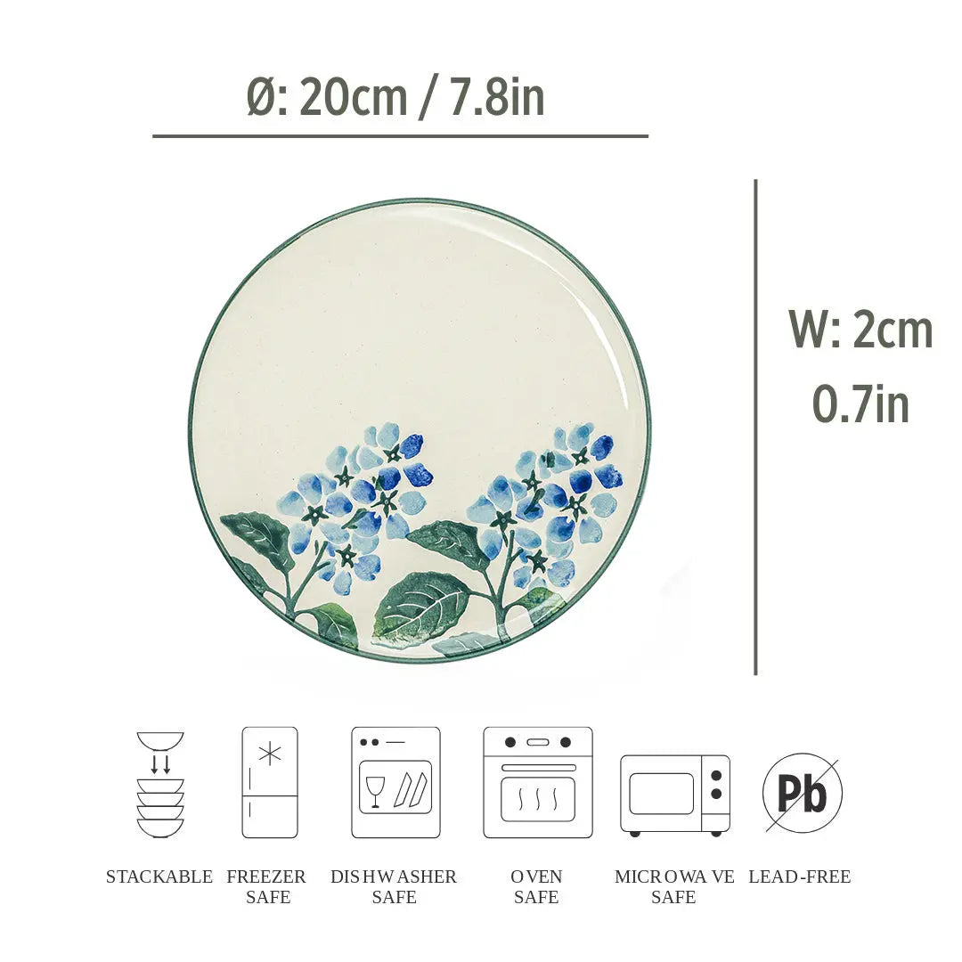 Ceramic Side Plate Nature Floral Blue 20cm-3