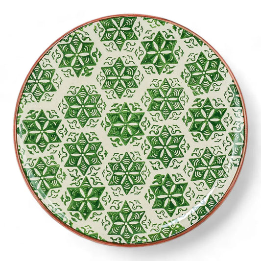 Ceramic Side Plate Nature Snowflake Green 21cm - Memoriex 