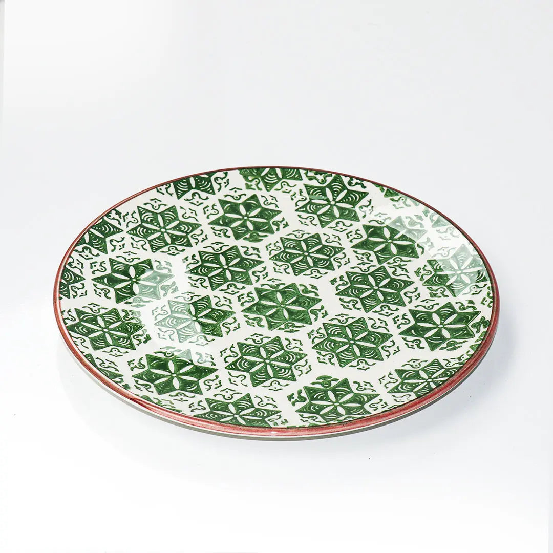 Ceramic Side Plate Nature Snowflake Green 21cm - Memoriex 