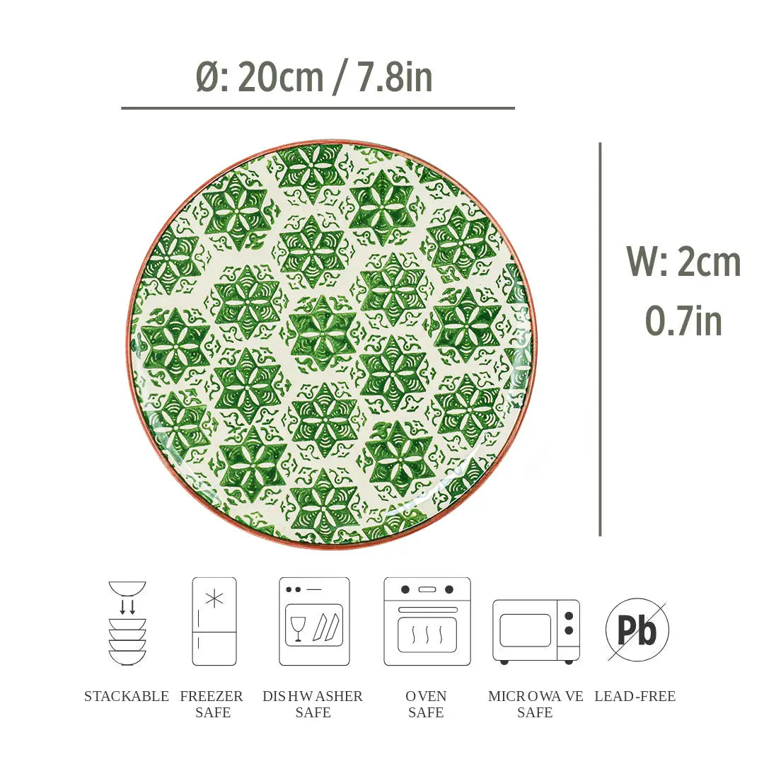 Ceramic Side Plate Nature Snowflake Green 21cm - Memoriex 