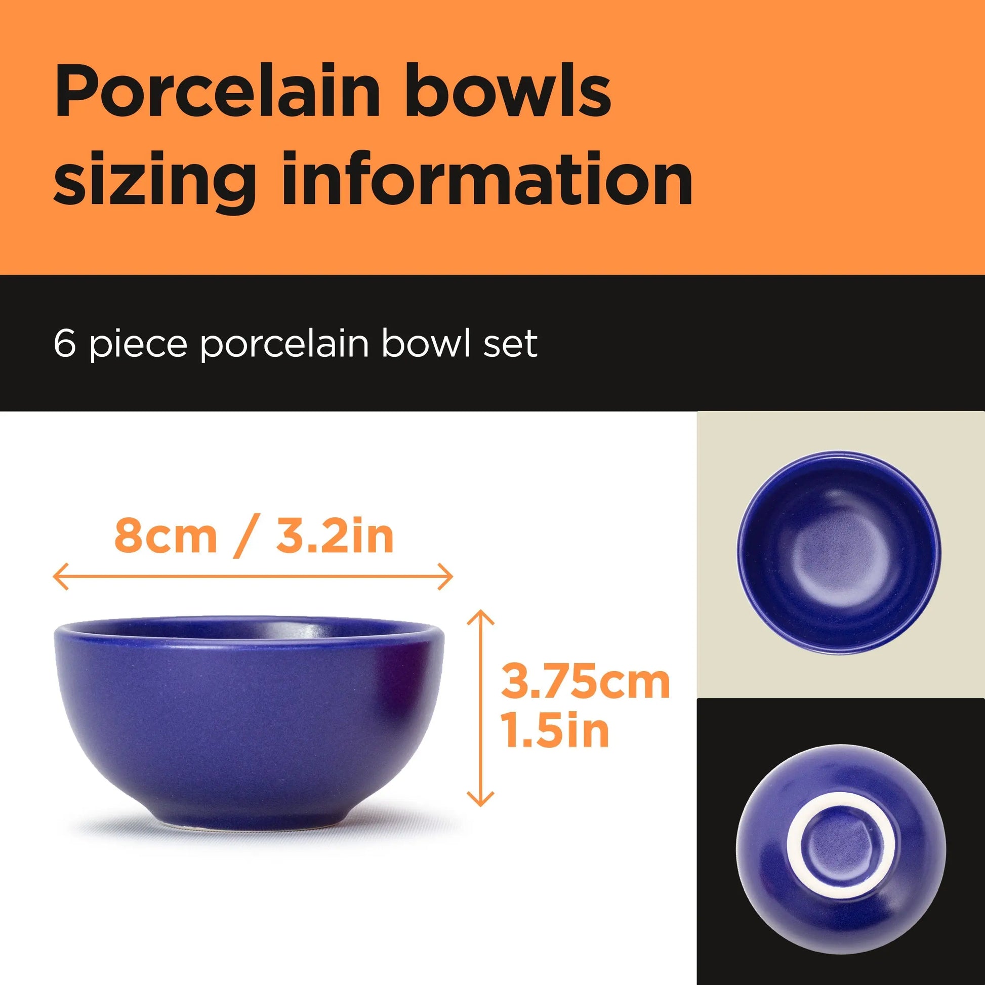 Ceramic Snack&Dip Bowl Matrix Blue 8cm-3