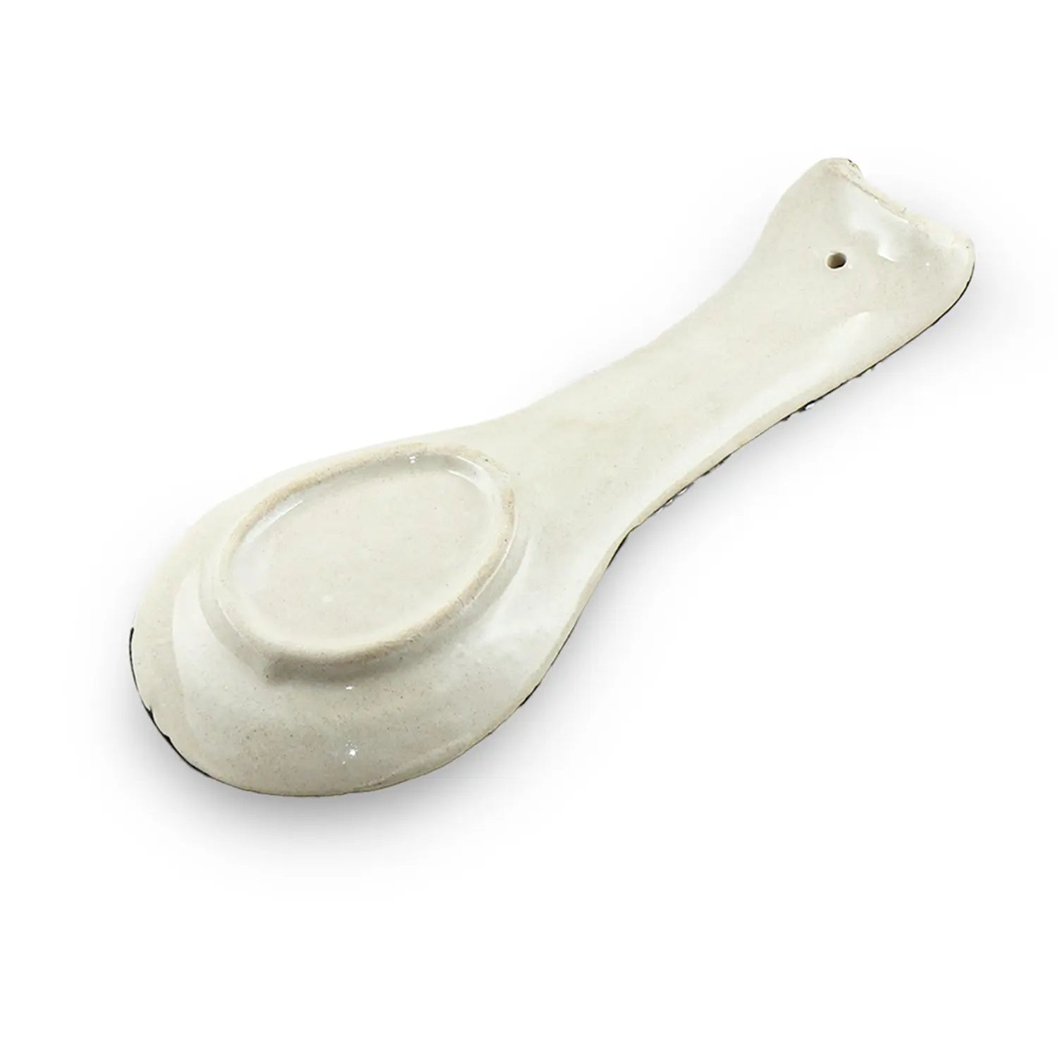 Ceramic Spoon Rest Flower Navy Black 24cm - Memoriex 