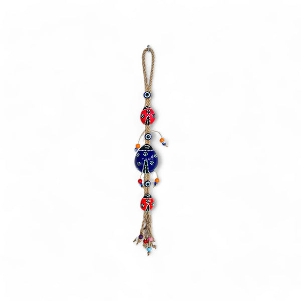 Ceramic Wall Decoration with Hanging Lady Bug Trio, Multicolour-0