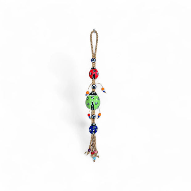 Ceramic Wall Decoration with Hanging Lady Bug Trio, Multicolour-2