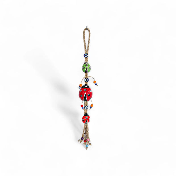 Ceramic Wall Decoration with Hanging Lady Bug Trio, Multicolour-3