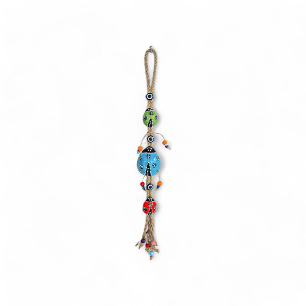 Ceramic Wall Decoration with Hanging Lady Bug Trio, Multicolour-4