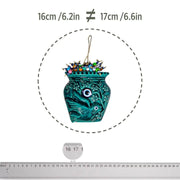 Ceramic Wall Decoration, Flower Pot Shaped, Turquoise – 16cm-1