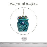 Ceramic Wall Decoration, Flower Pot Shaped, Turquoise – 20cm-1
