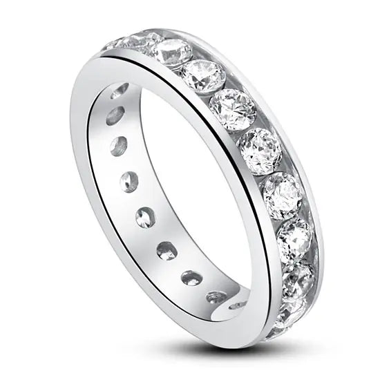 Channel Setting Created Diamond 925 Sterling Silver Eternity Band Wedding Anniversary Ring XFR8004-0