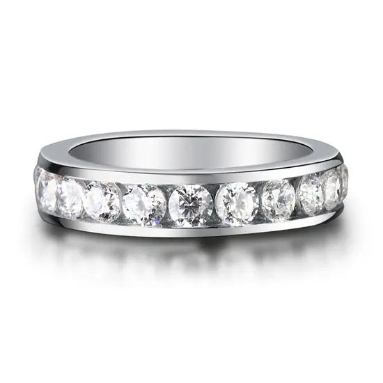 Channel Setting Created Diamond 925 Sterling Silver Eternity Band Wedding Anniversary Ring XFR8004-2