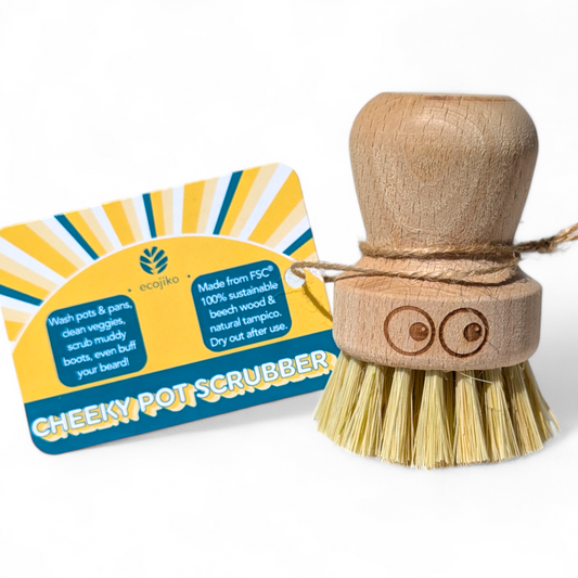 Cheeky Beech Wood Pot Scrubber | Sustainable Beech Wood Plastic Free Scrubbing Brush-0