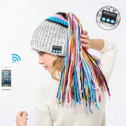 Chic Winter Warm Knit Bluetooth Beanie with Wireless Headphone Headset Speakers & Mic Rechargeable Battery Hands Free for Outdoor Sport for Women Teens Girls - Memoriex 