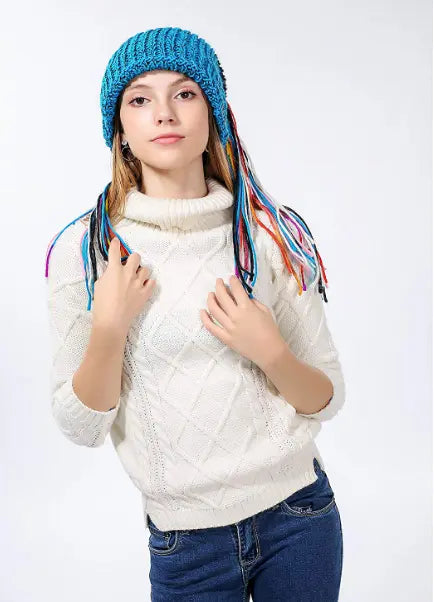 Chic Winter Warm Knit Bluetooth Beanie with Wireless Headphone Headset Speakers & Mic Rechargeable Battery Hands Free for Outdoor Sport for Women Teens Girls - Memoriex 
