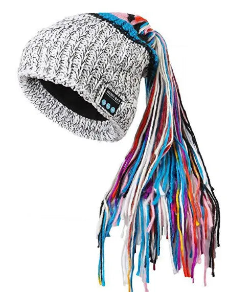Chic Winter Warm Knit Bluetooth Beanie with Wireless Headphone Headset Speakers & Mic Rechargeable Battery Hands Free for Outdoor Sport for Women Teens Girls - Memoriex 