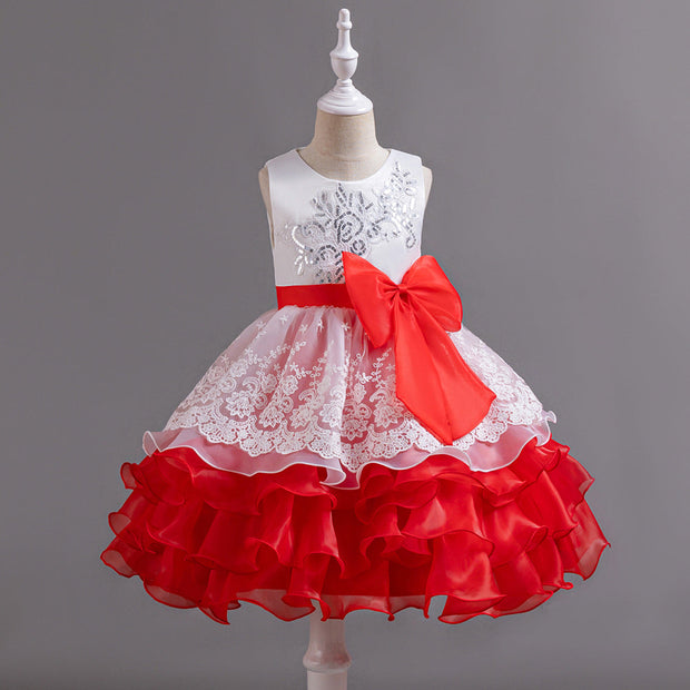 Children's Dress Bow Multi-layer Lace - Memoriex 