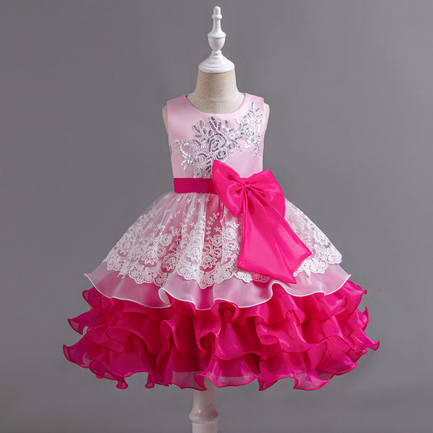 Children's Dress Bow Multi-layer Lace - Memoriex 