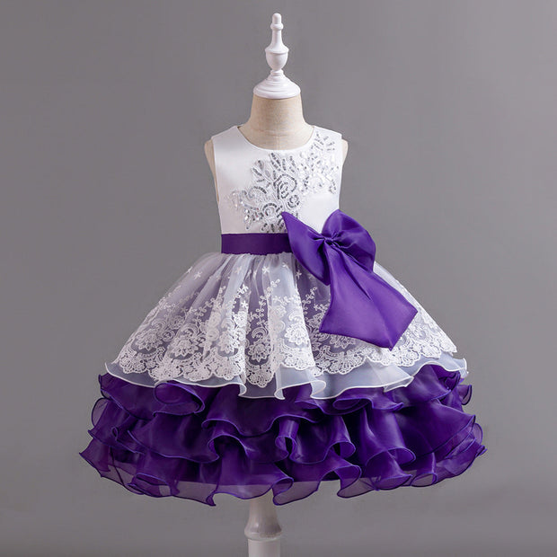 Children's Dress Bow Multi-layer Lace - Memoriex 