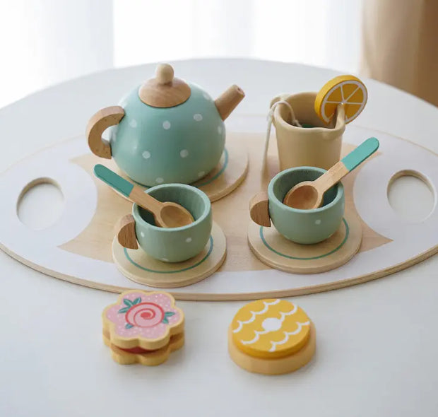 Children's Home Afternoon Tea Desserts Cake Sales Teapot Cups Tea Set Wooden Christmas Toys Gifts - Memoriex 