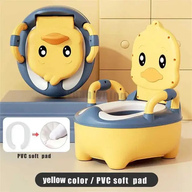 Children's Pot 1-6 Years Old Upgraded Cute Duck Baby Toilet Seat Baby Potty Portable Stool Boys & Girls Safe Trainer Seat WC - Memoriex 