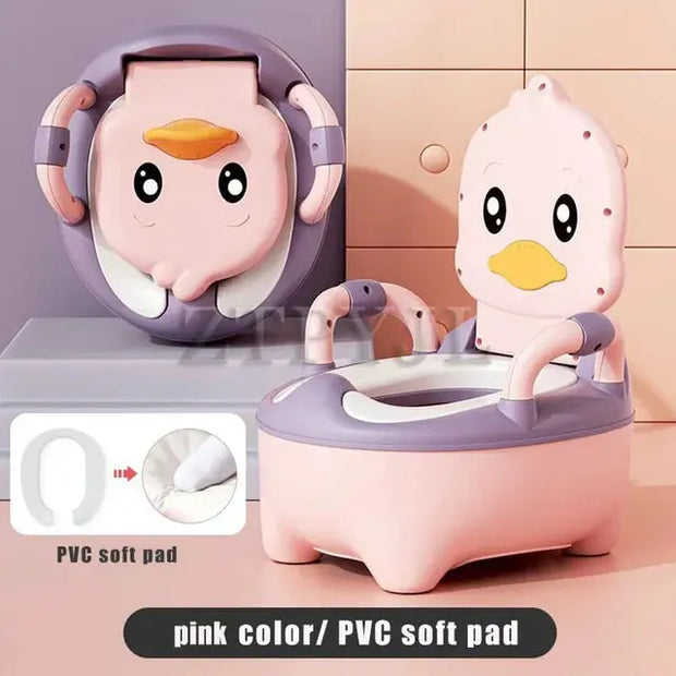Children's Pot 1-6 Years Old Upgraded Cute Duck Baby Toilet Seat Baby Potty Portable Stool Boys & Girls Safe Trainer Seat WC - Memoriex 