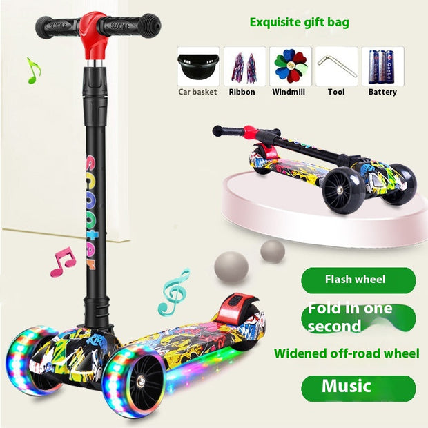 Children's Scooter Three-in-one Folding Walker Car - Memoriex 