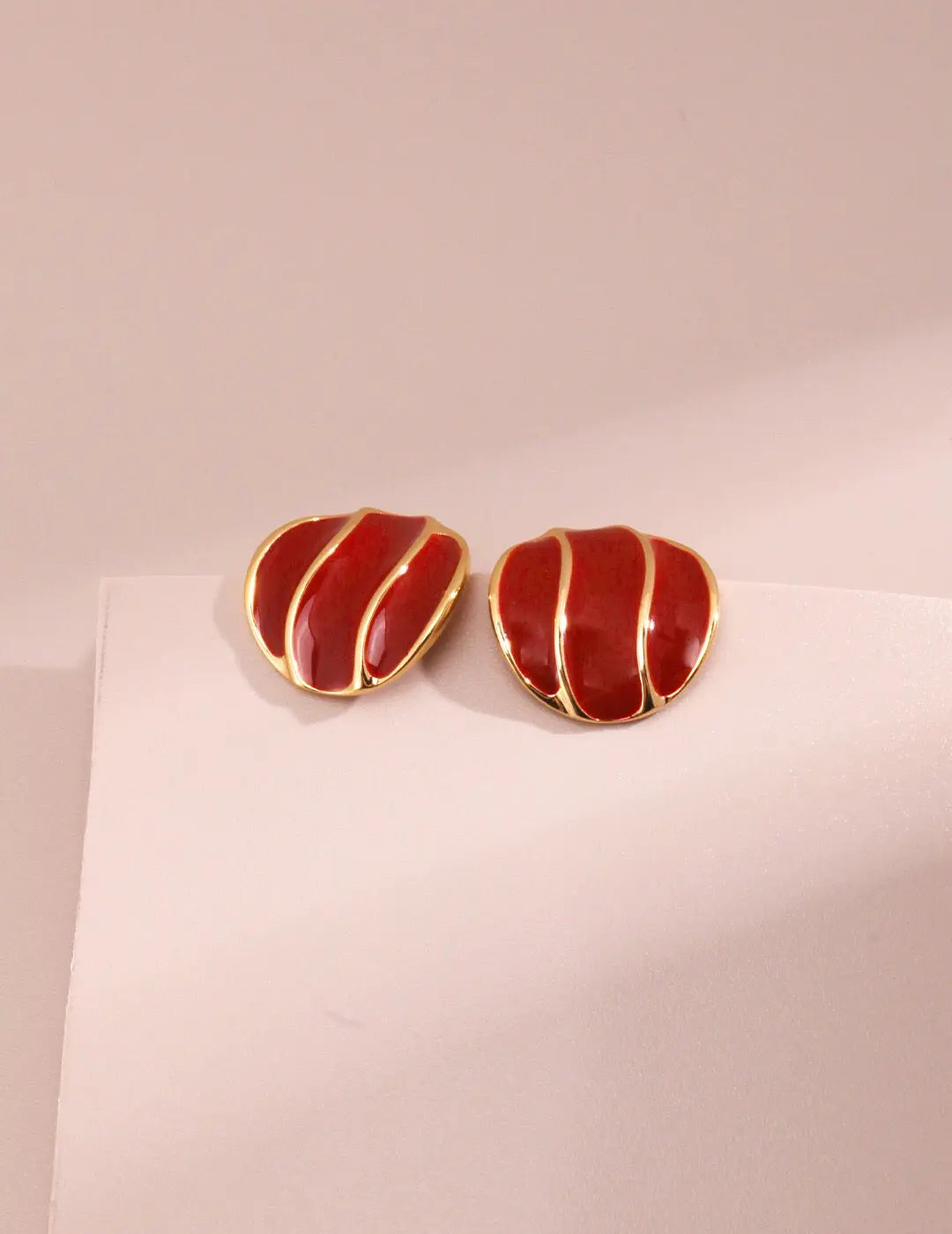 Chinese Red Drip Glaze Stud Earrings-2