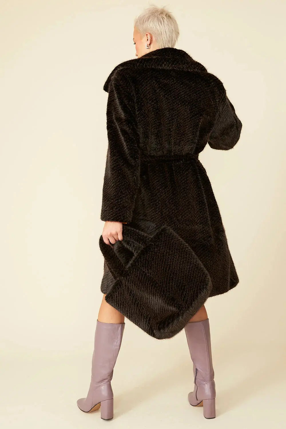 Chocolate Faux Fur Maxi Coat-3