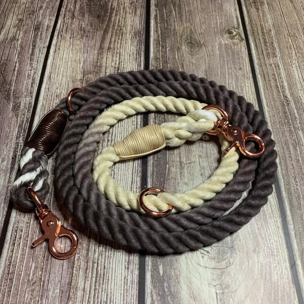 Chocolate Lavender Ombre Adjustable Rope Dog Lead by Pup Chic Boutique - Memoriex