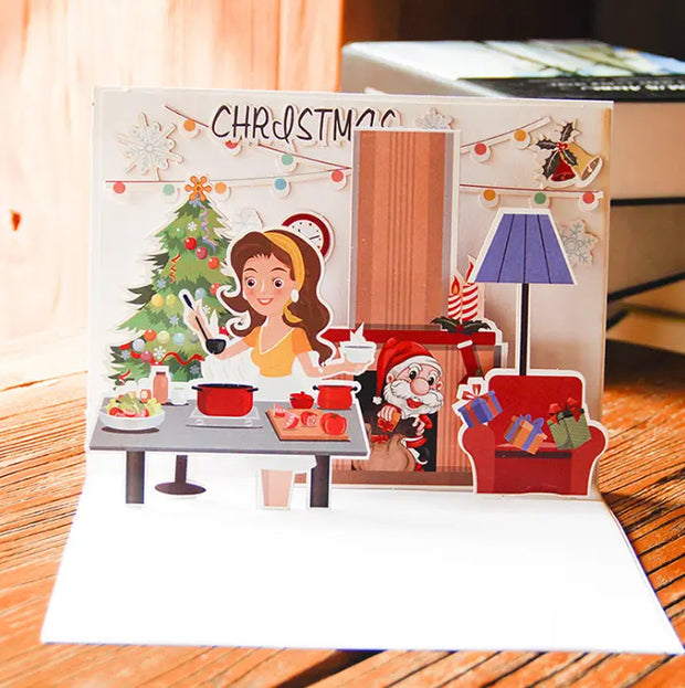 Christmas Card Wholesale Creative 3D Stereo Greeting Card Holiday Wish Card Kindergarten Handmade Greeting Card - Memoriex 