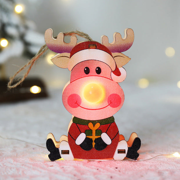 Christmas Decoration Luminous Ornaments Wooden - Memoriex 