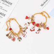 Christmas Decorations Gift Advent Calendar Fabric Bag Bracelet Necklace Beaded DIY Gift Set - Memoriex 