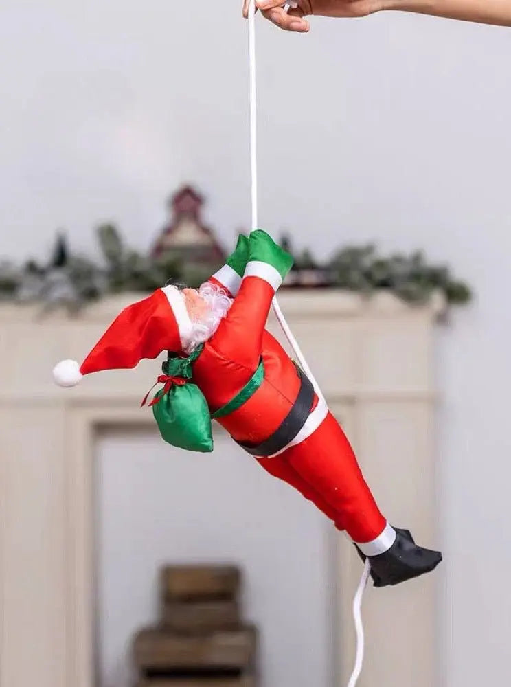 Christmas Electric Santa Decor, Santa Climbing Ropes & Ladder Toy Ornament-10