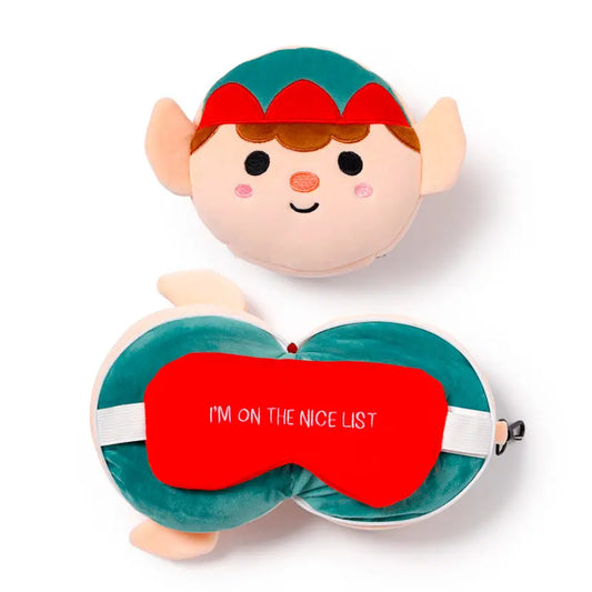 Christmas Elf Relaxeazzz Plush Round Travel Pillow & Eye Mask Set XCUSH207-0