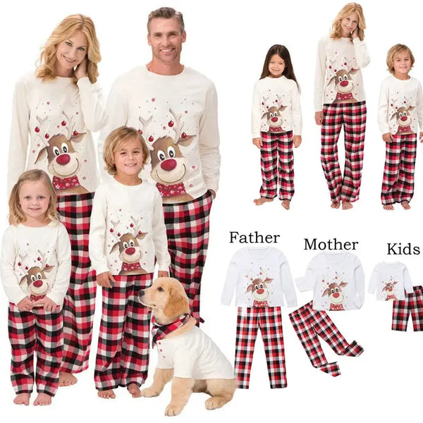 Christmas Family Matching Pajamas Set Deer Adult Kid Family Matching Clothes Top+Pants Xmas Sleepwear Pj's Set Baby Romper - Memoriex 