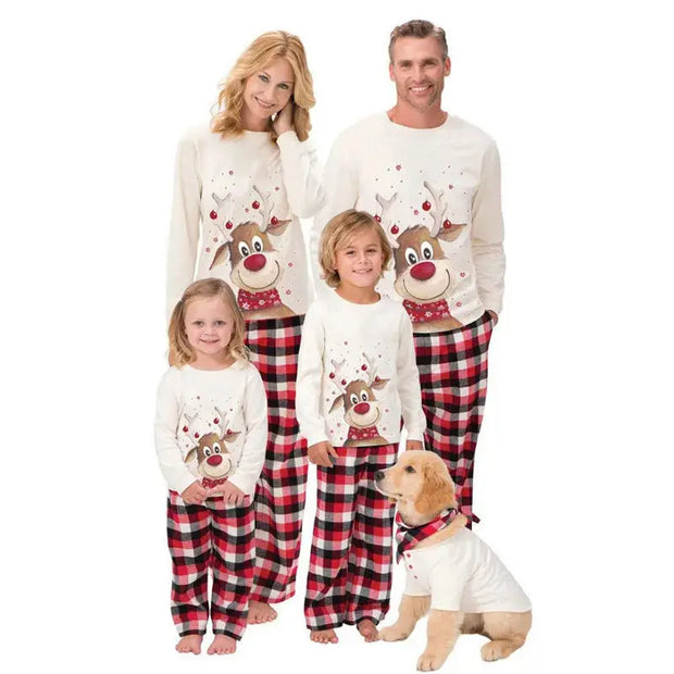 Christmas Family Matching Pajamas Set Deer Adult Kid Family Matching Clothes Top+Pants Xmas Sleepwear Pj's Set Baby Romper - Memoriex 