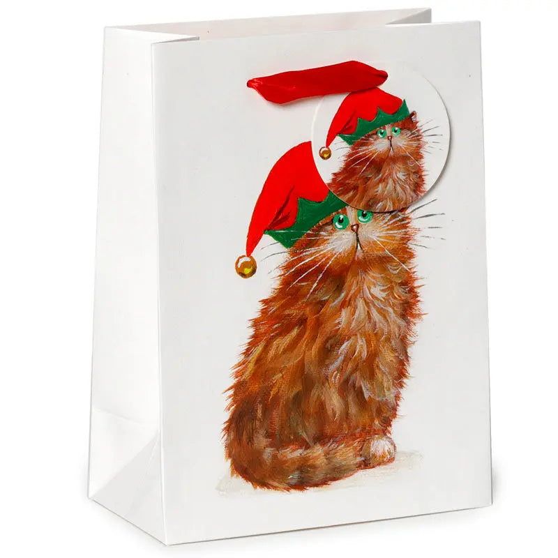 Christmas Gift Bag (Medium) - Kim Haskins Christmas Elves Cats XGBAG99B-0