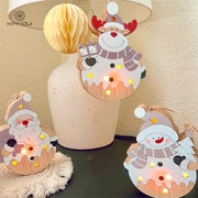 Christmas Nordic Style Decorations | Window Display Santa Claus Snowman Glowing Wooden Hanging Ornament 2 of them - Memoriex 