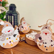 Christmas Nordic Style Decorations | Window Display Santa Claus Snowman Glowing Wooden Hanging Ornament 2 of them - Memoriex 