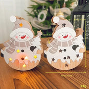 Christmas Nordic Style Decorations | Window Display Santa Claus Snowman Glowing Wooden Hanging Ornament 2 of them - Memoriex 